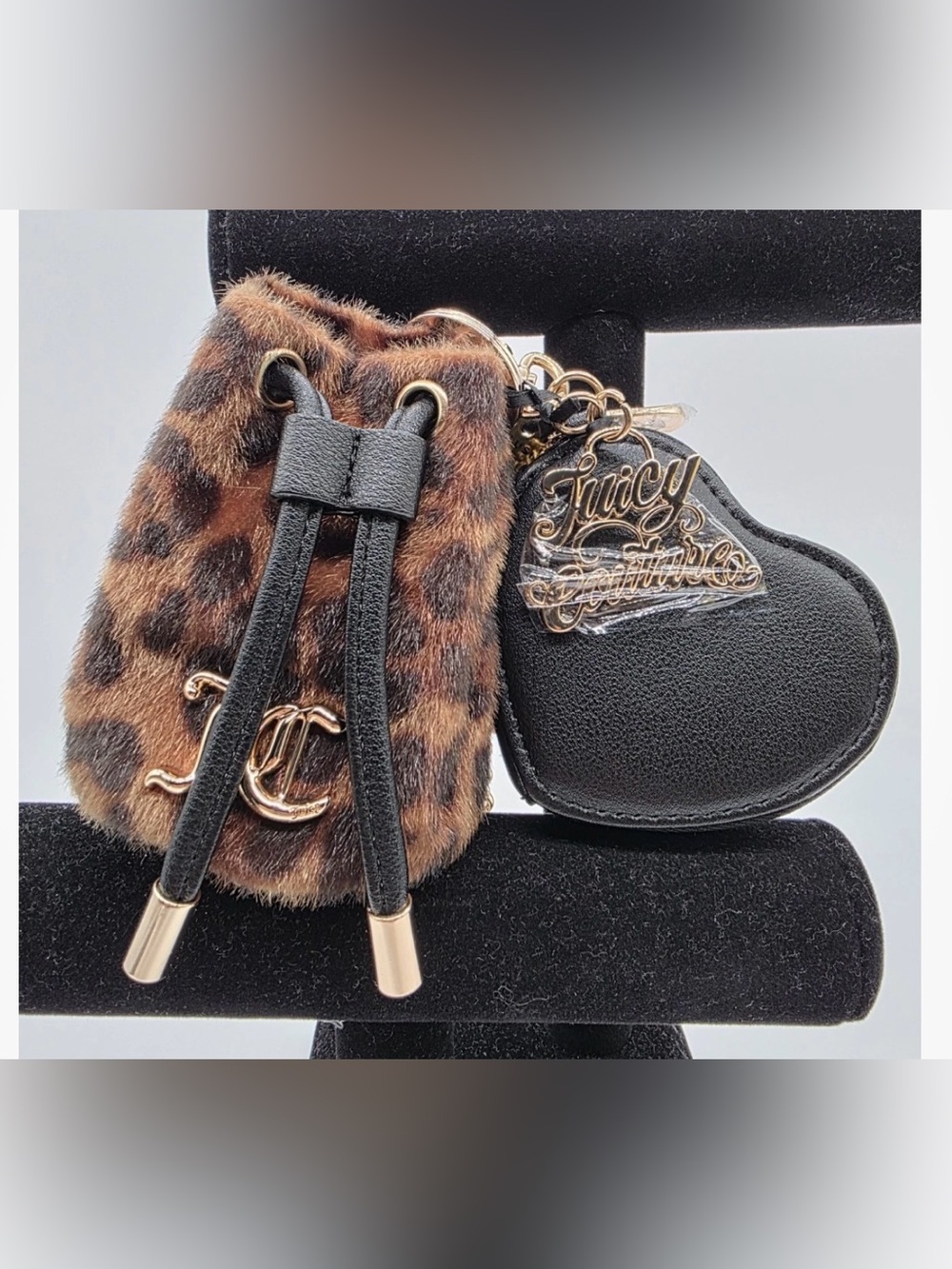 Juicy Couture leopard-print faux-fur mini drawstring bucket bag-NWOT